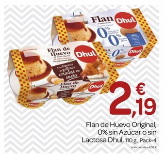 Supermercados El Jamón Flan de Huevo Original, 0% Sin Azúcar o Sin Lactosa Dhul oferta