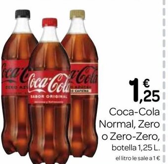 Supermercados El Jamón Coca-Cola Normal, Zero o Zero-Zero 1.25 L oferta