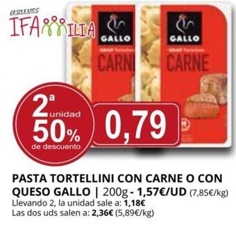 Supermercados MAS Pasta Tortellini Con Carne O Con Queso Gallo oferta