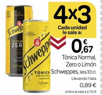 Supermercados El Jamón Tónica Normal, Zero o Limón Schweppes oferta