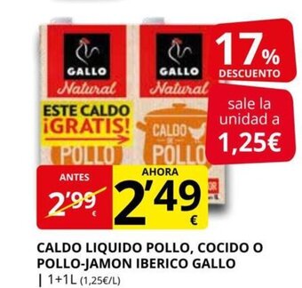 Supermercados MAS Caldo Liquido Pollo Cocido O Pollo-Jamon Iberico Gallo oferta