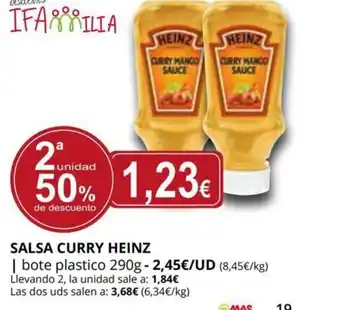 Supermercados MAS Salsa Curry Heinz oferta