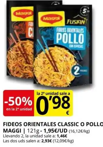 Supermercados MAS Fideos Orientales Classic O Pollo Maggi oferta