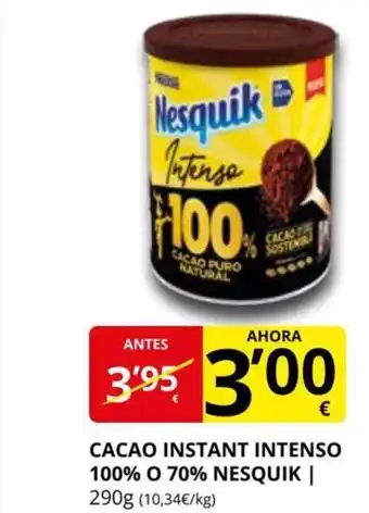 Supermercados MAS Cacao Instant Intenso 100% O 70% Nesquik oferta