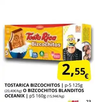 Supermercados MAS Tostarica Bizcochitos O Bizcochitos Blanditos Oceanix oferta