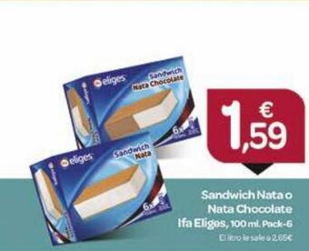 Supermercados El Jamón Sandwich Nata o Nata-Chocolate Ifa Eliges oferta