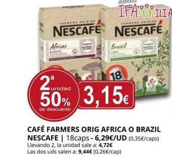Supermercados MAS Café Farmers Orig Africa o Brazil nescafe oferta