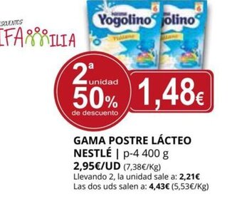 Supermercados MAS Gama Postre Lácteo Nestlé oferta