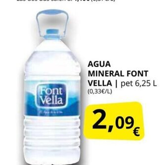 Supermercados MAS Agua Mineral Font Vella oferta