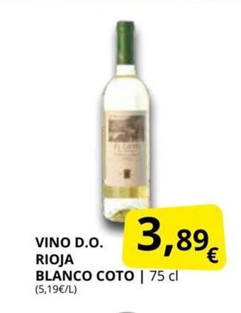 Supermercados MAS Vino D.O. Rioja Blanco Coto oferta
