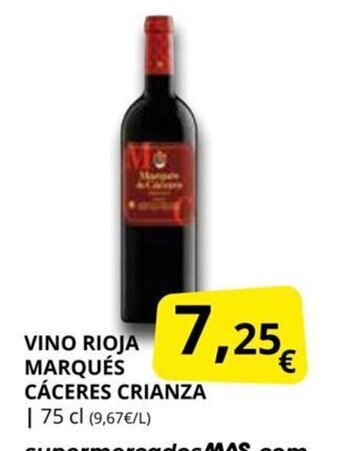 Supermercados MAS Vino Rioja Marqués Cáceres Crianza oferta