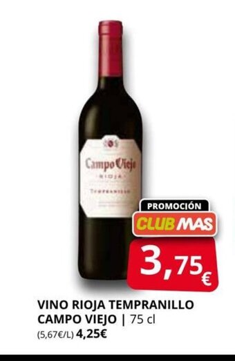 Supermercados MAS Vino Rioja Tempranillo Campo Viejo oferta