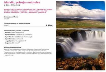 Viajes El Corte Inglés Islandia, paisajes naturales 9 días • 8 noches reikiavik - círculo dorado-region costa sur-jokursarlon-fiordos del este-east oferta