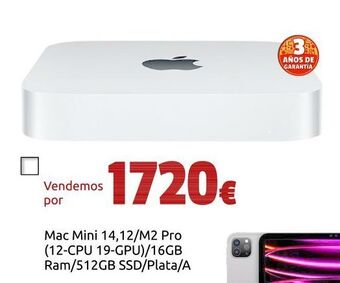 CeX Mac mini 14,12/m2 pro (12-cpu 19-gpu)/16gb ram/512gb ssd/plata/a oferta