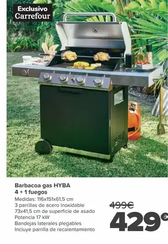 Carrefour Express Barbacoa gas hyba 4+1 fuegos oferta