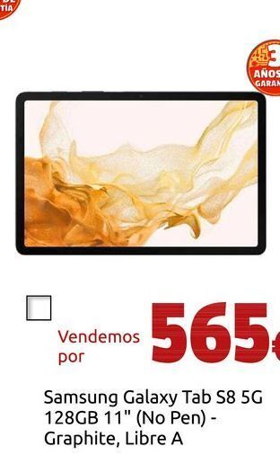 CeX Samsung galaxy tab s8 5g 128gb 11 (no pen) - graphite, libre a oferta