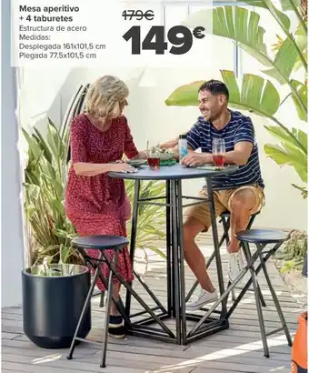 Carrefour Express Mesa aperitivo + 4 taburetes oferta