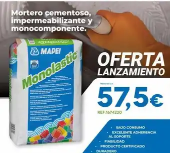 Mortero cementoso, impermeabilizante y monocomponente. alactic percen mapei monolastic per l terbazin & badm component