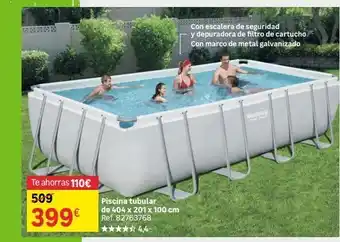 Leroy Merlin Te ahorras 110€ 509 399€ piscina tubular de 404 x 201 x 100 cm ref. 82763768 4,4/5 con escalera de seguridad y depurador oferta
