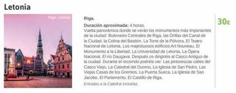 Viajes El Corte Inglés Letonia  print  feril  riga, letonia  riga.  duración aproximada: 4 horas.  vuelta panorámica donde se verán los monumentos m oferta