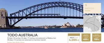 Viajes El Corte Inglés Todo australia 12 días / 8 noches (15 días / 11 noches con extensión a melbourne) (15 días / 11 noches con extensión a hamil oferta