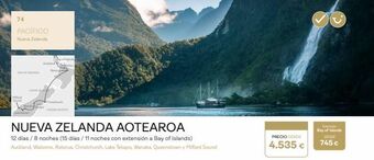 Viajes El Corte Inglés 74  pacífico  nueva zelanda  marcelana  millard  sound  nueva ze  nueva zelanda aotearoa  12 días / 8 noches (15 días / 11 no oferta