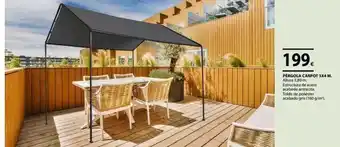 Tú Brico-Marian 199€ pérgola carpot 3x4 m. altura 2,80 m. estructura de acero acabado antracita. toldo de poliéster acabado gris (160 g/m²). oferta