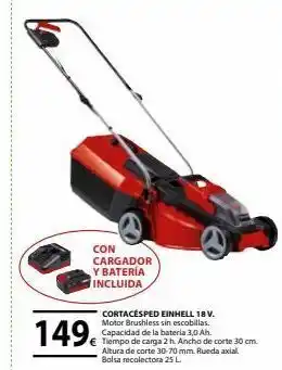 Tú Brico-Marian Con cargador y batería incluida 149€ cortacésped einhell 18 v. motor brushless sin escobillas. capacidad de la bateria 3,0 oferta