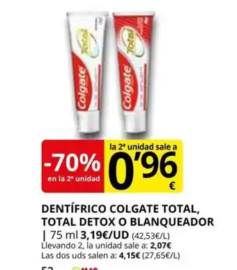 Supermercados MAS Dentífrico Colgate Total, Total Detox Blanqueador oferta