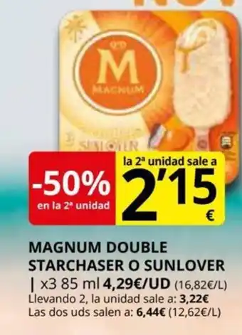 Supermercados MAS Magnum Double Starchaser o Sunlover oferta