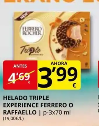 Supermercados MAS Helado Triple Experience Ferrero o Raffaello oferta