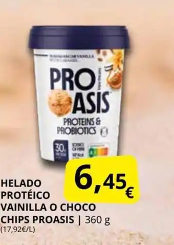 Supermercados MAS Helado Protéico Vainilla o Choco Chips Proasis oferta