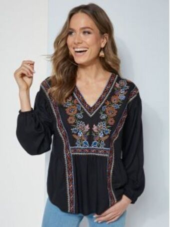 Venca Blusa manga larga con detalles bordados oferta