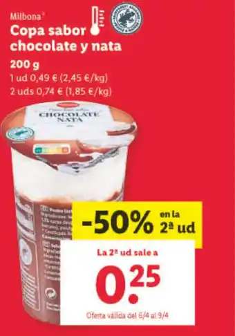 Lidl Copa Sabor Chocolate y Nata oferta