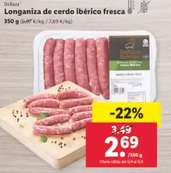 Lidl Longaniza de Cerdo Ibérico Frtesca oferta