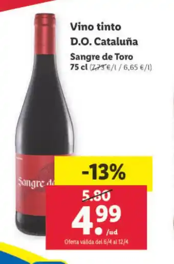 Lidl Vino Tinto D.O. Cataluña oferta