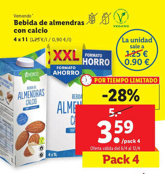 Lidl Bebida de Almendras Con Calcio oferta