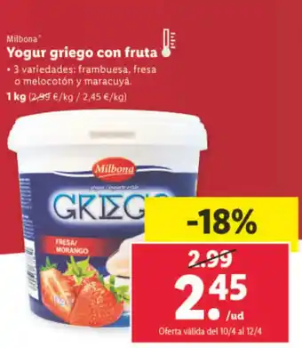 Lidl Yogur Griego Con Fruta oferta