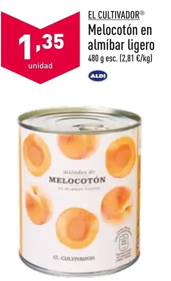 ALDI El Cultivador Melocotón en almíbar ligero 480 g. esc. oferta