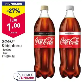 ALDI Coca-Cola Bebida de cola Zero Light 1,25 L oferta