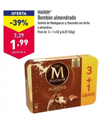 ALDI Magnum Bombón almendrado Pack de 3+1 x 82g oferta