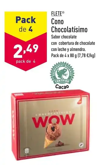 ALDI Flete Cono Chocolatísimo Pack de 4x80g oferta