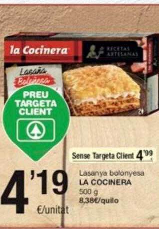 SPAR Fragadis Lasanya bolonyesa la cocinera oferta
