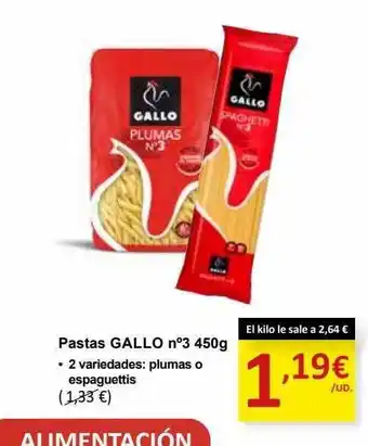 SPAR Pastas gallo n°3 oferta