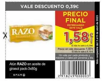 SPAR Atún razo en aceite de girasol pack-3 oferta