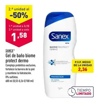 ALDI Sanex Gel de baño biome protect dermo 600ml oferta
