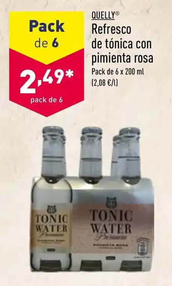 ALDI Quelly Refresco de tónica con pimienta rosa Pack de 6 x 200 ml oferta