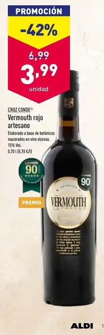 ALDI Cruz Conde Vermouth rojo artesano 0,70 L oferta