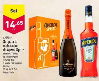 ALDI Aperol Set para la elaboración de Aperol Spritz 1 botella 0,75L oferta