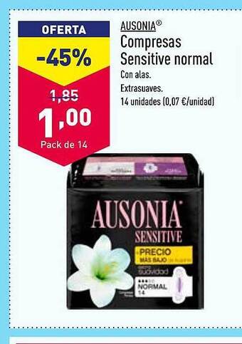 ALDI Ausonia compresas sensitive normal oferta